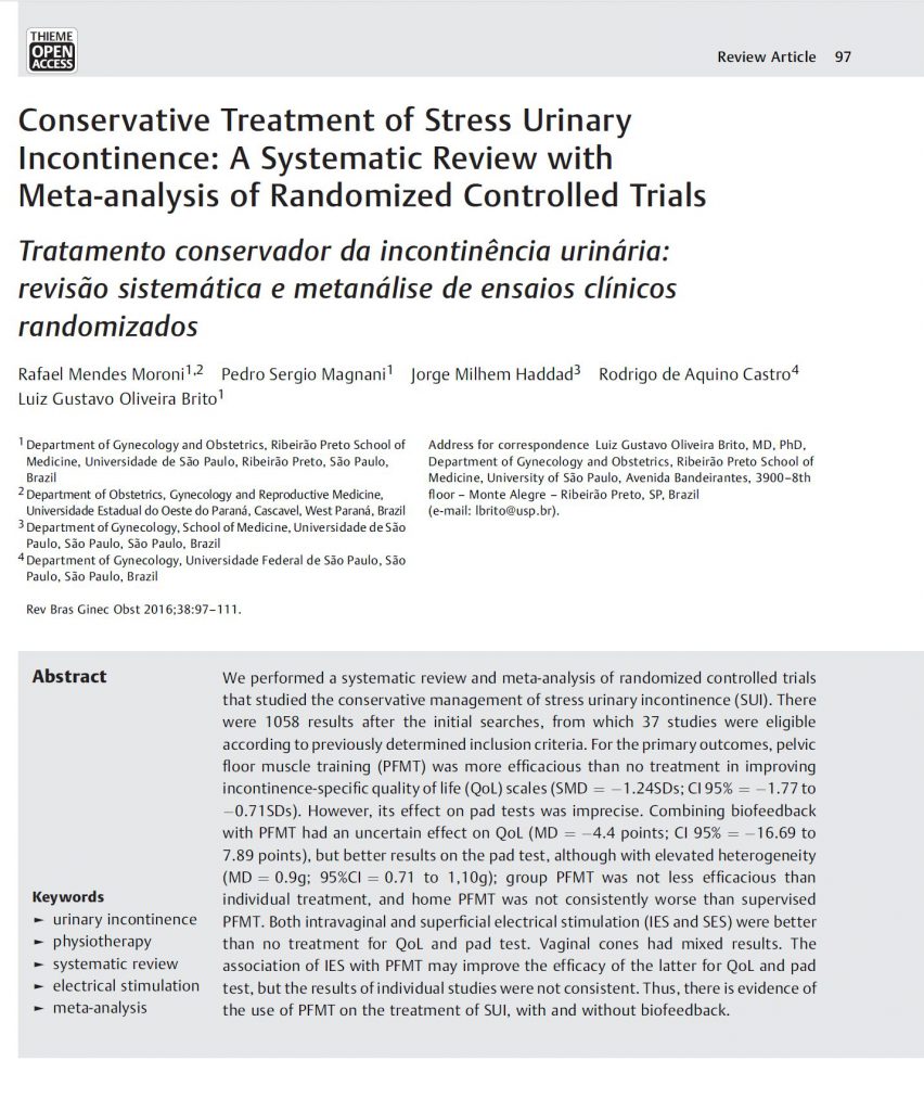 Conservative Treatment of Streess Urinary Incontinence